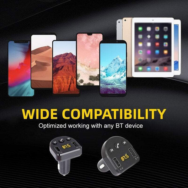 Car Chargers Dual Usb With Fm Transmitter Bluetooth Hands Free Modulator Phone Black