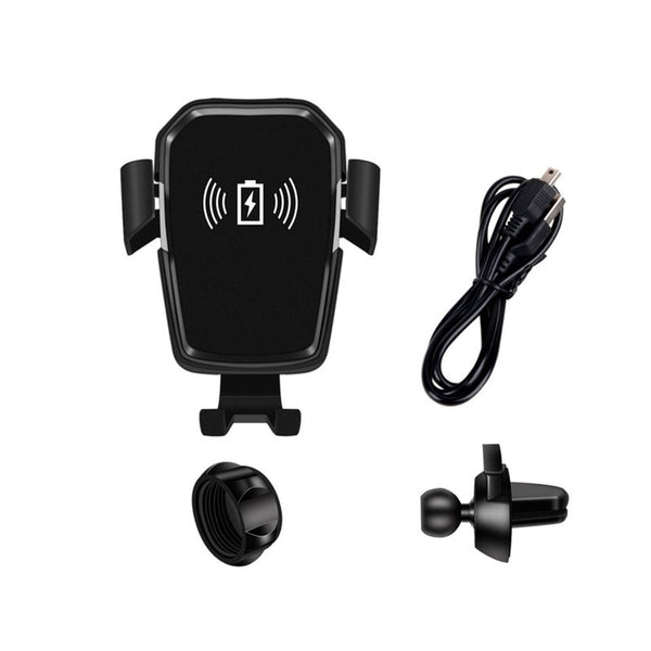 Car Gravity Sensing Bracket Air Outlet 10W Mobile Phone Wireless Charger Black Chargers & Cradles
