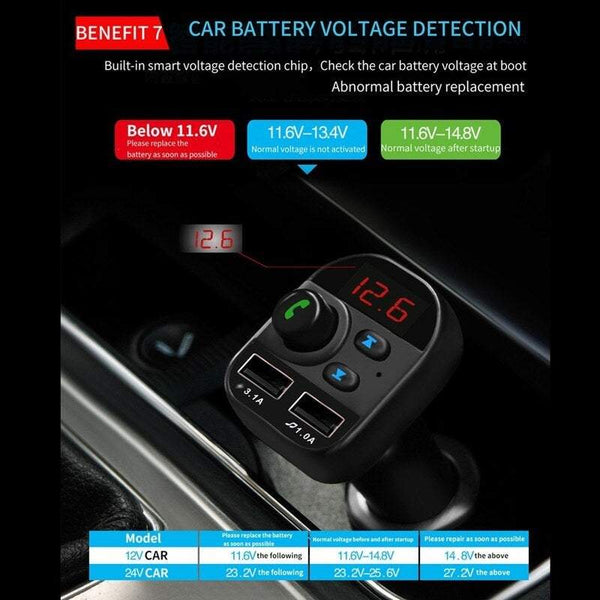Car Chargers Mp3 Player Multi Function Bt5.1 Fm Transmitter Dual Usb Support Hands Free Tf Card Disk Music
