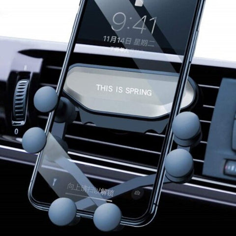 Car Phone Air Vent Gravity Linkage Shock Mount For Iphone / Xiaomi Huawei Oneplus Silver