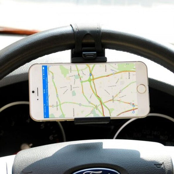 Car Phone Holder Steering Wheel Clip Mount For Iphone Black Mounts & Holders