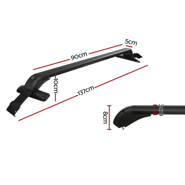 Giantz Universal Car Roof Rack Cross Bars 90Cm Aluminium Lockable 75Kg Clamps Roof Racks