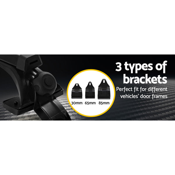 Giantz Universal Car Pod Aluminium Cross Bars Brackets 145Cm Black Roof Racks