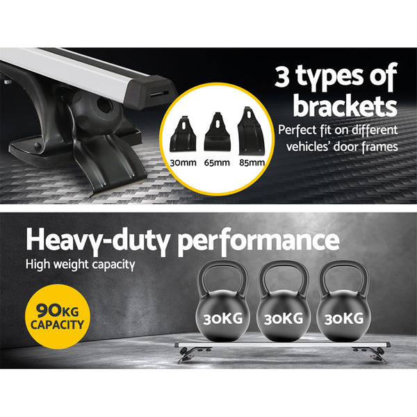 Giantz Universal Car Roof Rack 1450Mm Cross Bars Aluminium Silver Brackets Carrier 90Kg Roof Racks