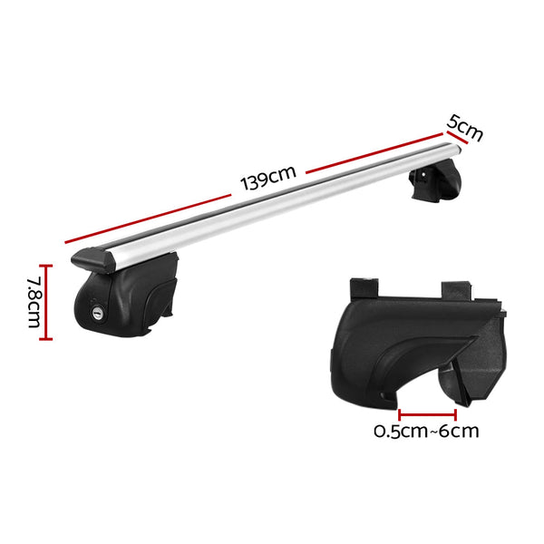 Giantz Universal Car Pod Aluminium Cross Bars Upgraded Holder 126Cm Silver Roof Racks