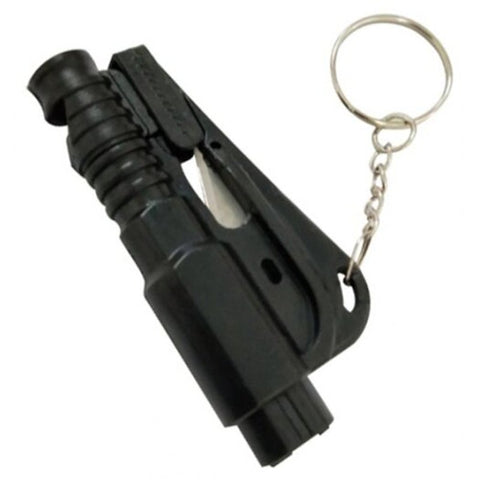 Car Safety Hammer Escape Tool Keychain Black