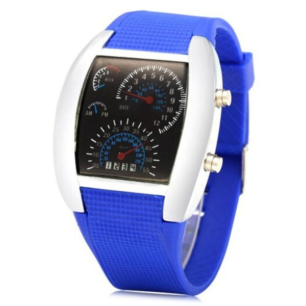 Veile Studios Car Speedometer Shaped Dial Male Led Watch Black Watches