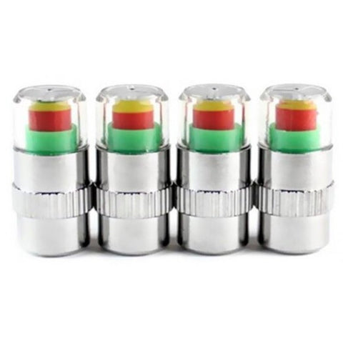 Car Tire Monitor Valve Dust Cap Warning Sensor Tool 4Pcs Silver Valve Stems Caps