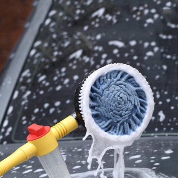 Car Wash Mop Washing Tool Set Automatic Rotary Water Round Brush Goldenrod