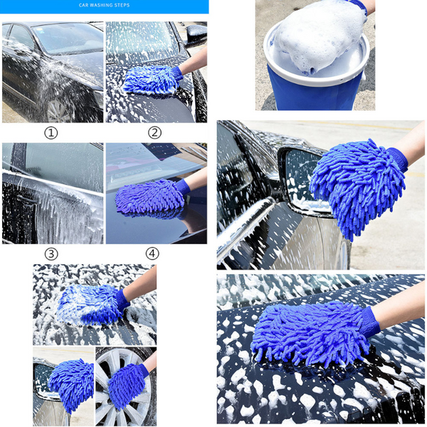 Car Household Cleaning Gloves Microfiber Premium Scratch Free Wash Mitt Blue