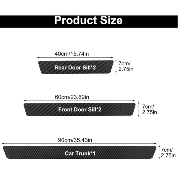 Car Door Sill Moldings Set Of 5 Universal Entry For Suvs Anti Scratch Stickers With Film Mouldings Trim