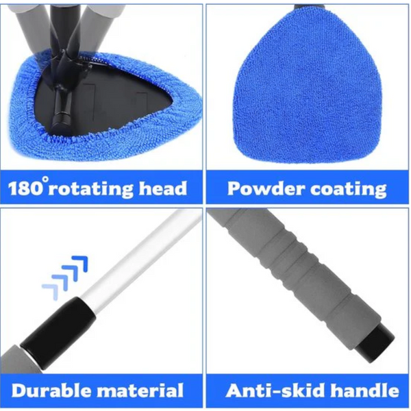 Car Cleaning Kit 5 Piece Tool Brush With Telescopic Handle 1 + 4 Blue Cloths 50Ml Spray Bottle Other Automotive Care Supplies