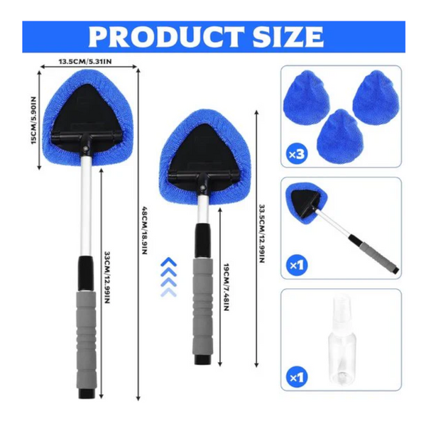 Car Cleaning Kit 5 Piece Tool Brush With Telescopic Handle 1 + 4 Blue Cloths 50Ml Spray Bottle Other Automotive Care Supplies