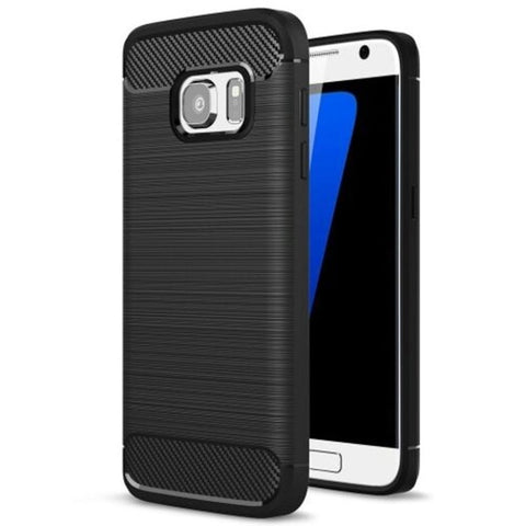 Carbon Fiber Brushed Silicone Phone Case For Samsung S7 Black