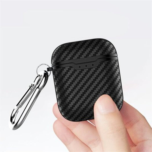 Carbon Fiber Earphone Protective Case For Airpods Black Earbud Cases