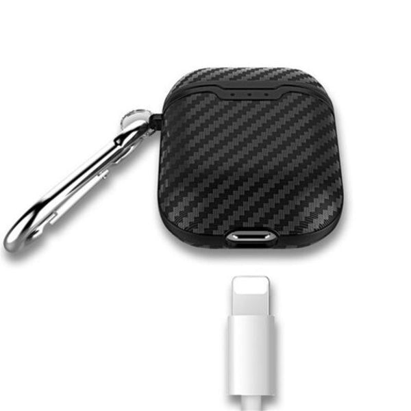 Carbon Fiber Earphone Protective Case For Airpods Black Earbud Cases