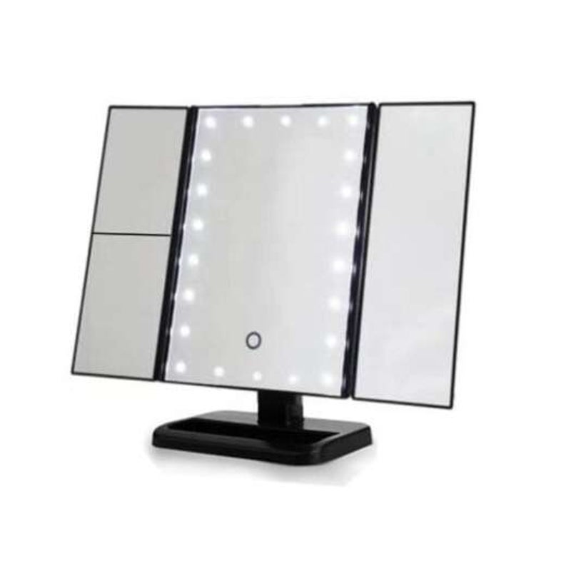 Three Folding Table 22 Led Lamp Luminous Makeup Mirror Cosmetic Black Makeup Mirrors