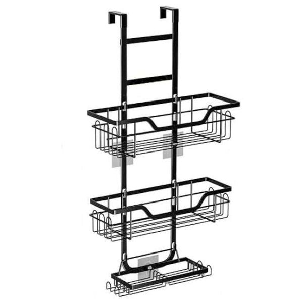 Carla Home Over The Door 3 Tier Shower Caddy Organizer Shelf With Hooks For Bathroom Storage Bins & Baskets