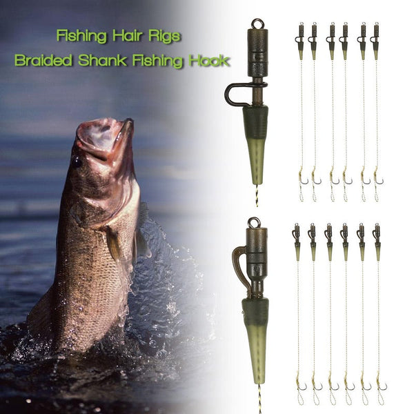 Carp Fishing Hair Rigs Braided Thread Curve Shank Hook With Line Accessories 4