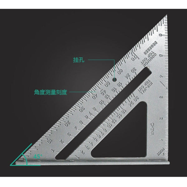 Drawing Tool Triangle Ruler Carpenter Square Measurement 45 90 Aluminum Alloy Squares