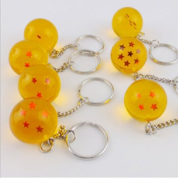 Cartoon Keychain 3D Crystal Ball Series Toy Gift 4 Stars Saffron Keyrings