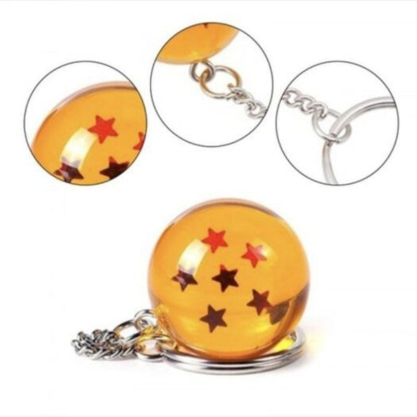 Keyrings Cartoon Keychain 3D Crystal Ball Series Toy Gift 4 Stars Saffron