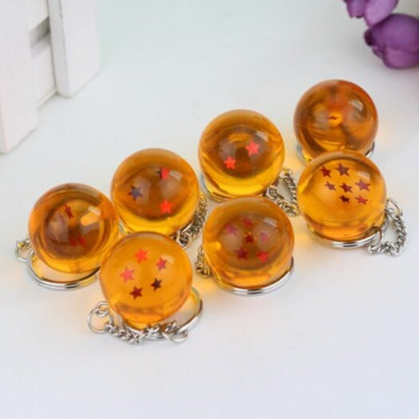 Cartoon Keychain 3D Crystal Ball Series Toy Gift 4 Stars Saffron Keyrings