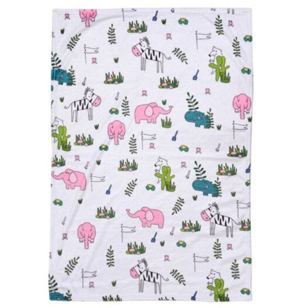 Cartoon Little Animal Pattern Double Sided Flannel Home Nap Warm Blanket Multi W27.6 X L39.4 Inch