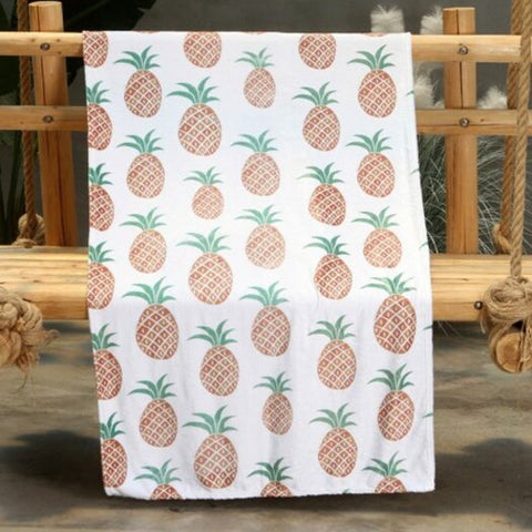 Cartoon Pineapple Pattern Double Sided Flannel Home Nap Warm Blanket Multi W27.6 X L39.4 Inch