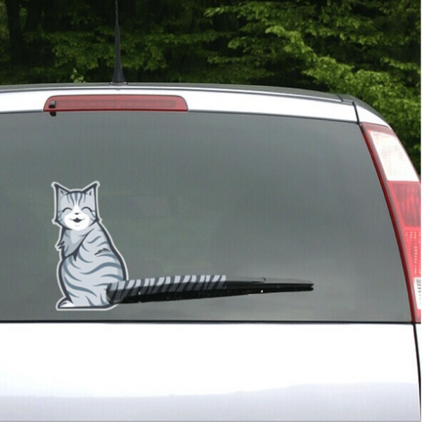 Car Decals Moving Cat Tail Wiper Stickers Rear Windshield Decoration
