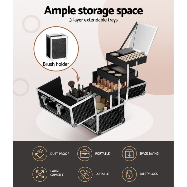 Embellir Makeup Case Beauty Organiser Bag Travel Large Cosmetic Storage Portable Makeup Bags & Cases