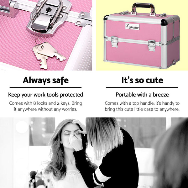 Embellir Makeup Case Beauty Cosmetic Organiser Travel Portable Box Troley Vanity Makeup Bags & Cases