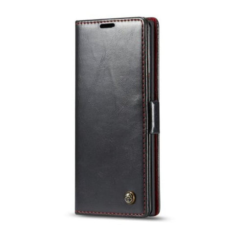 Retro Leather Wallet Phone Cover Stand For Samsung Galaxy Note 10 Black