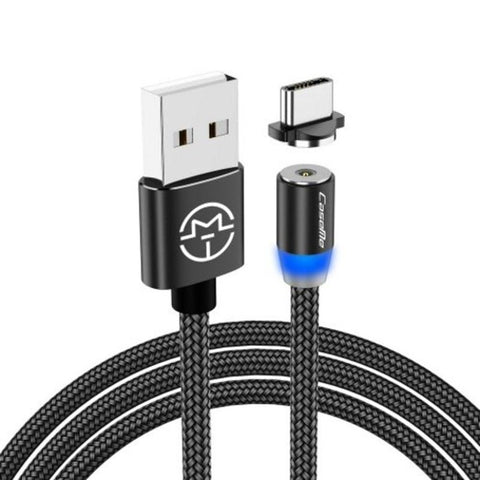 Type Magnetic Charger Cable Led Phone Charging Usb For Samsung Huawei Black