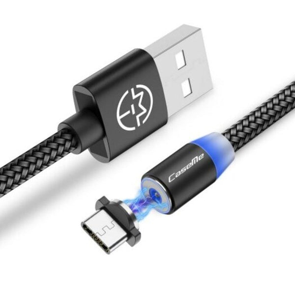Type-C Magnetic Charger Cable Led Phone Charging Usb For Samsung Huawei Black