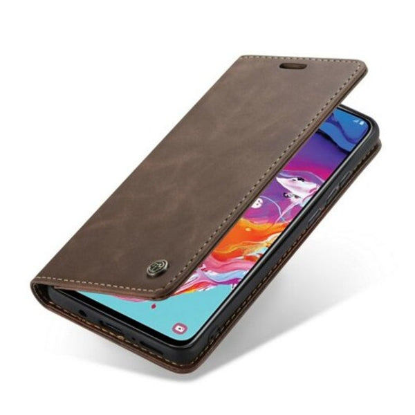 Ultra Thin Wallet Phone Card Slots With Stand For Samsung Galaxy A70 Coffee