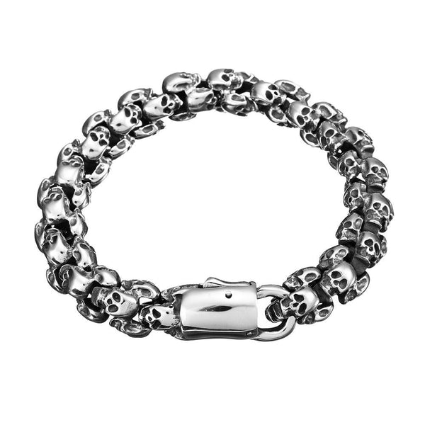 Veile Studios Casting Stainless Steel Skeleton Skull Chain Bracelet Men Silver Jewelry Gift Bracelets