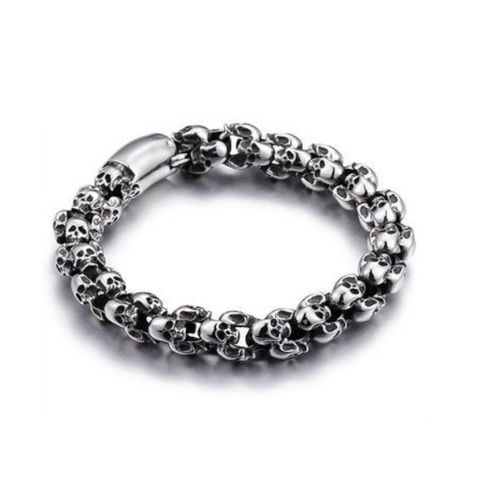 Veile Studios Casting Stainless Steel Skeleton Skull Chain Bracelet Men Silver Jewelry Gift Bracelets