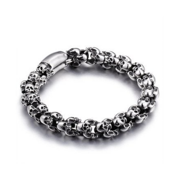 Veile Studios Casting Stainless Steel Skeleton Skull Chain Bracelet Men Silver Jewelry Gift Bracelets