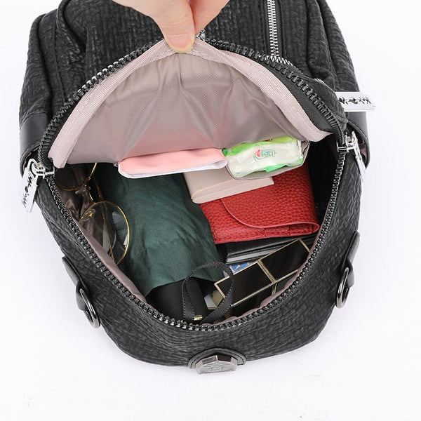 Casual Pu Leather Backpack Purse For Women Bags Cute Small Mini Pack Travel High Quality Waterproof
