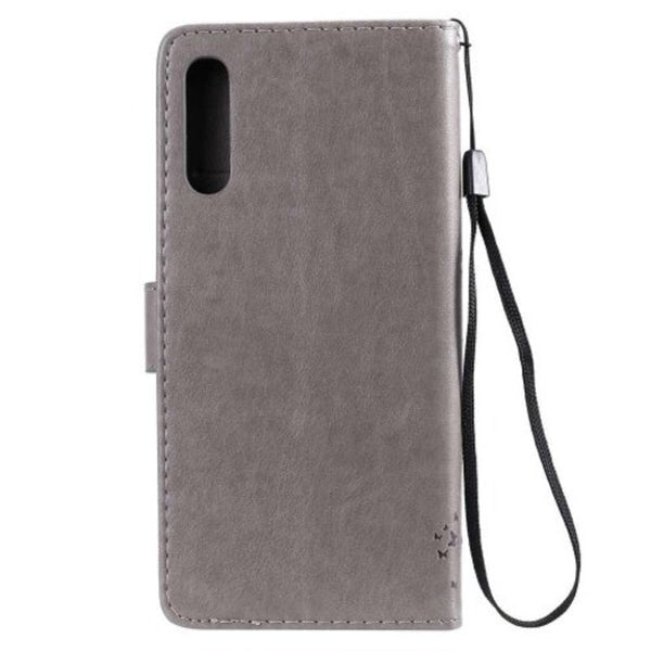 Cat And Tree Embossing Pu Phone Case For Samsung Galaxy A50 / A50s A30s Gray