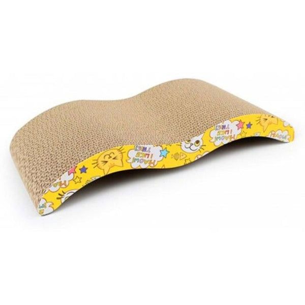Cat Board Durable Wave Design Incline Scratcher Kitty Toy Light Khaki Furniture & Scratchers