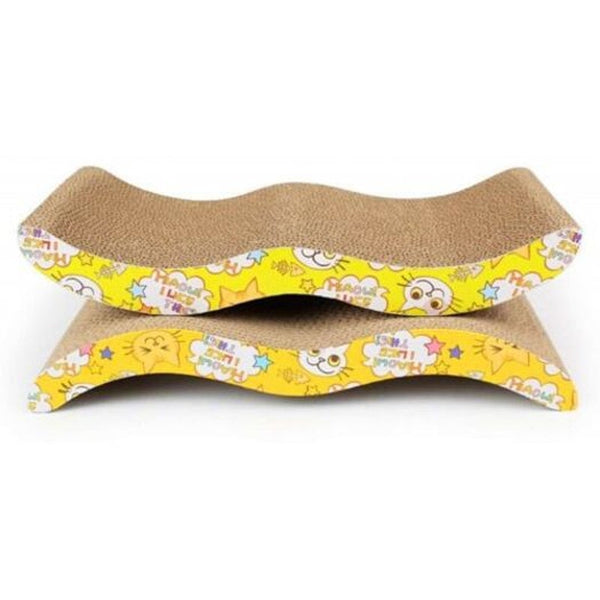 Cat Board Durable Wave Design Incline Scratcher Kitty Toy Light Khaki Furniture & Scratchers