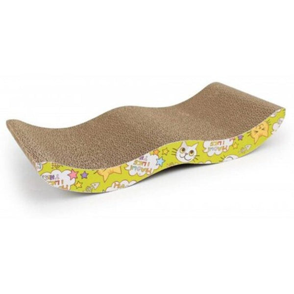 Cat Board Durable Wave Design Incline Scratcher Kitty Toy Light Khaki Furniture & Scratchers