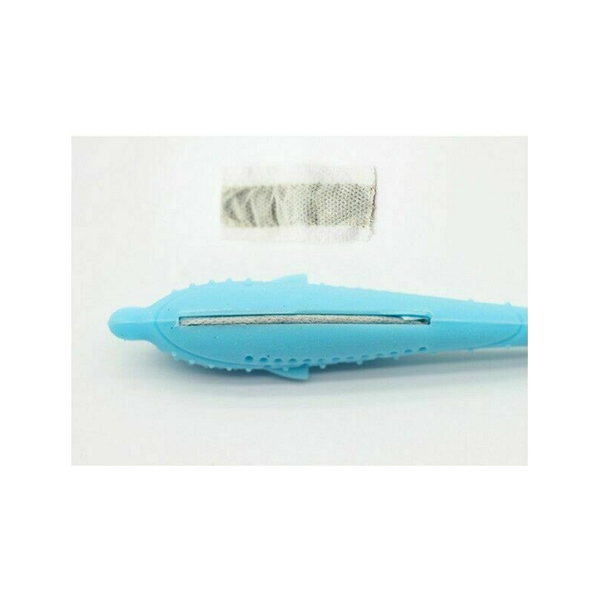 Cat Fish Shaped Toothbrush Pet Molar Stick Teeth Clean Dental Toy For Cats Blue