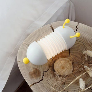 Caterpillar Retractable Night Light Creative Sleep Bedside Lamp Usb Charging Silicone Cute Animal Shape For Children Room Milk White