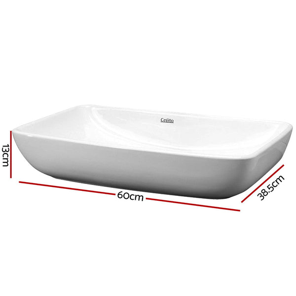 Cefito Ceramic Rectangle Sink Bowl White Bathroom Sinks