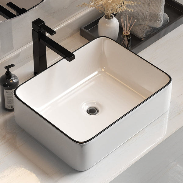 Cefito Bathroom Basin Ceramic Vanity Sink Hand Wash Bowl Above Counter 48X37cm Bathroom Sinks