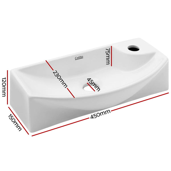 Cefito Ceramic Basin 46Cm X15cm Bathroom Sinks