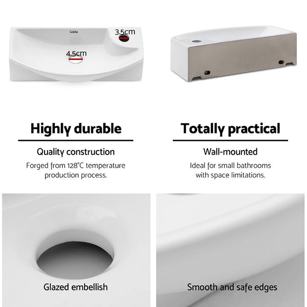 Cefito Ceramic Basin 46Cm X15cm Bathroom Sinks